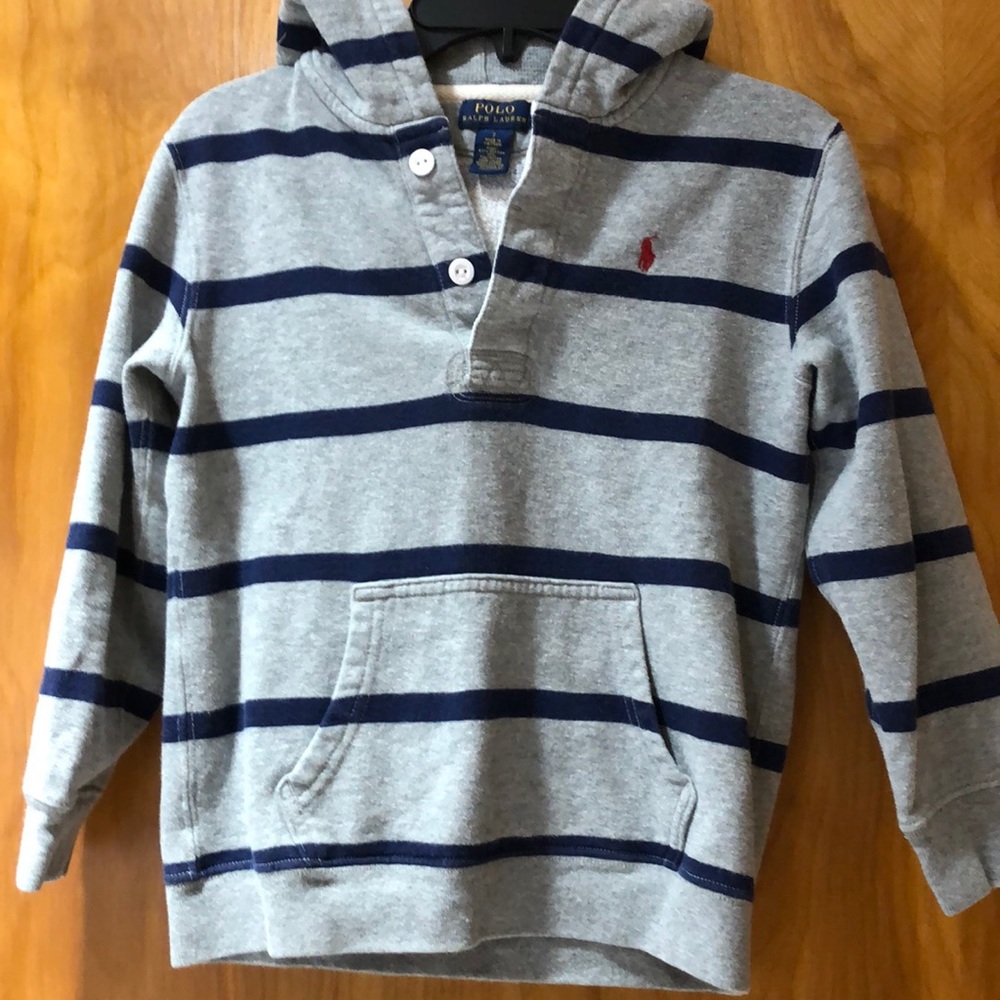 Ralph Lauren Boys Size 7 grey striped sweatshirt